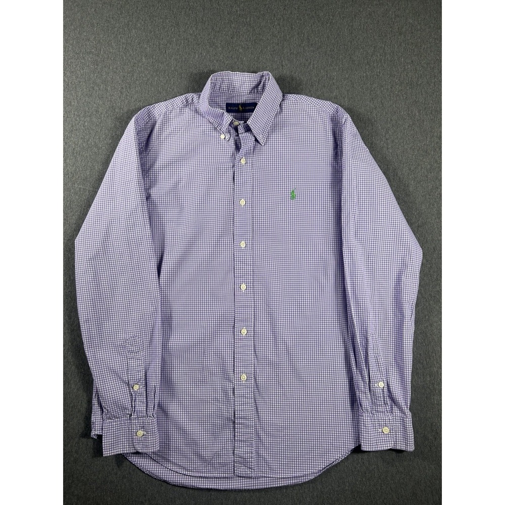Ralph Lauren Men's Medium Purple Gingham Check Long Sleeve Button Up